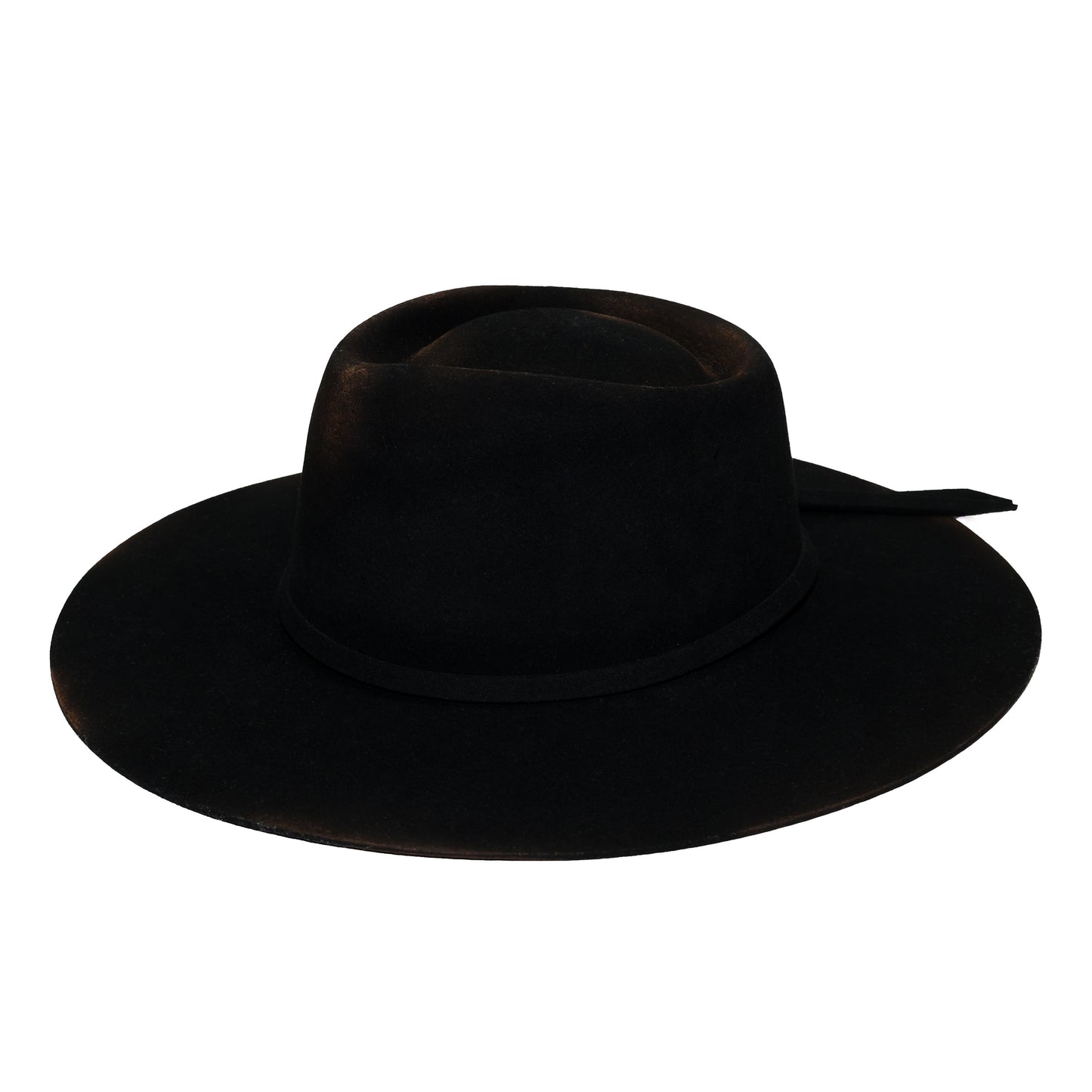 Wide-Brim Diamond Wool Felt Hat in Burned Black