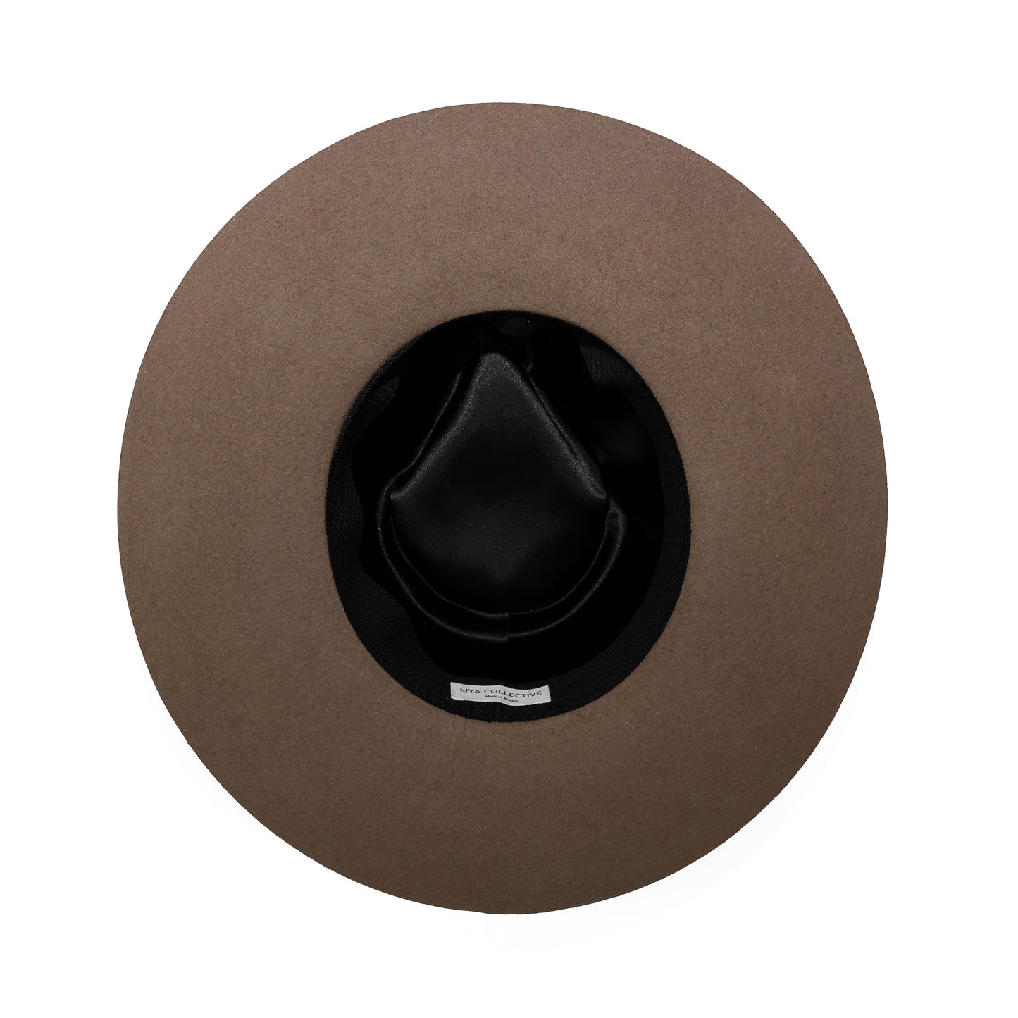 Wide-Brim Teardrop Wool Felt Hat in Taupe