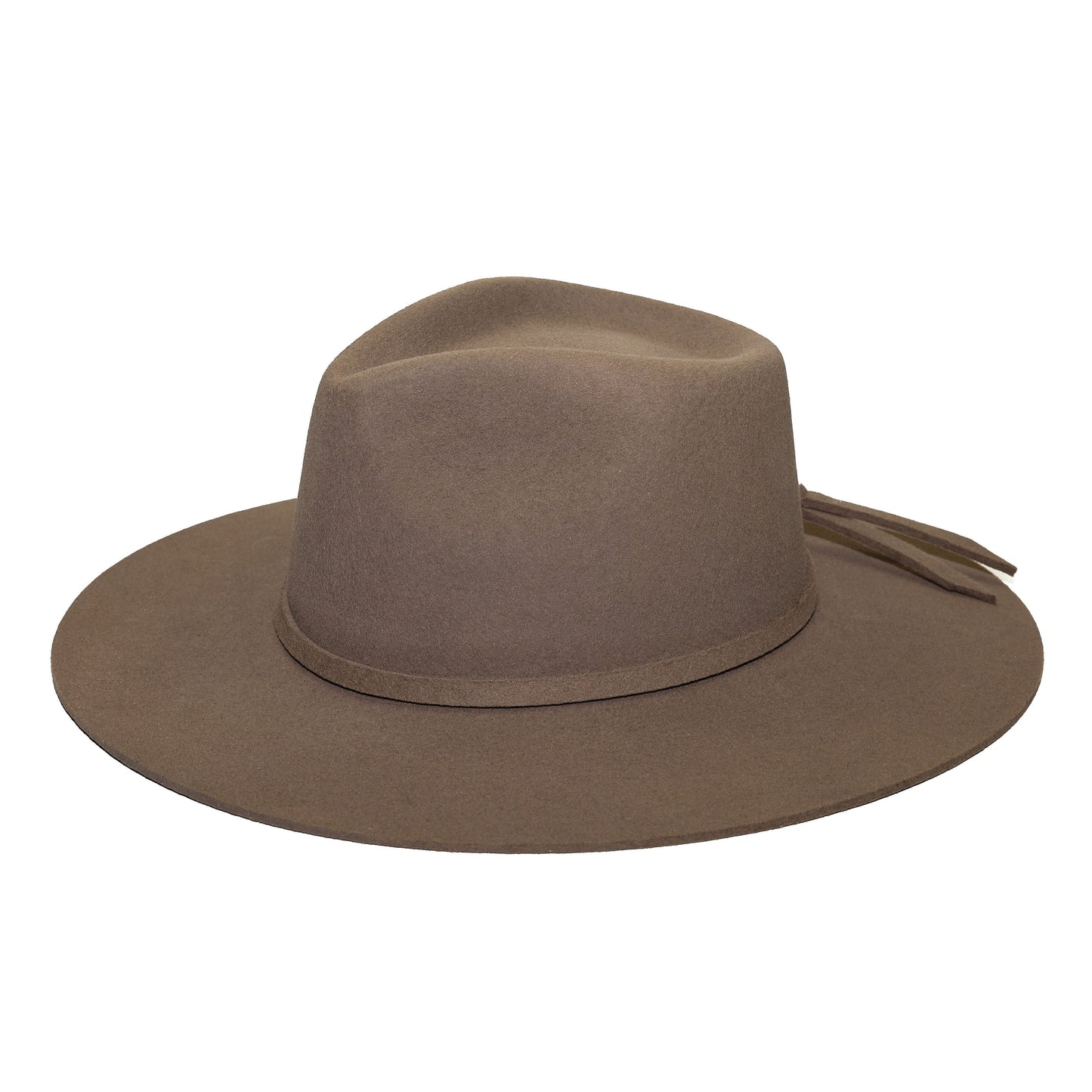 Wide-Brim Teardrop Wool Felt Hat in Taupe