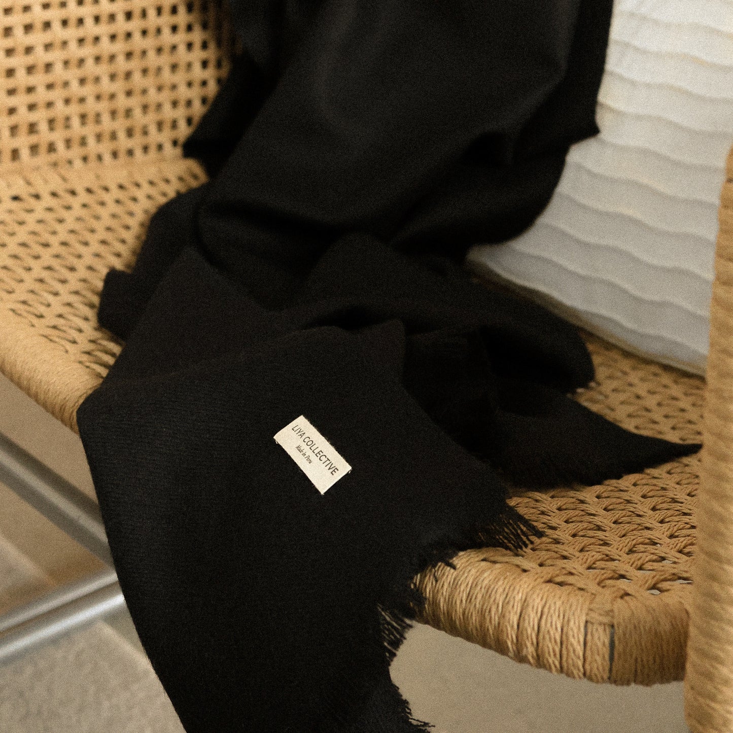 Oversized Alpaca Scarf in Black